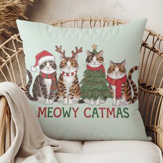 Meowy Catmas Funny Holiday Cats - Christmas Decor  Kissen