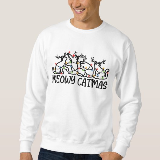 Meowy Catmas Funny Reindeer Cats Xmas Urlaub Sweatshirt (Vorderseite)