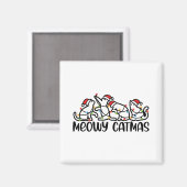 Meowy Catmas Funny Santa Cats Xmas Saison Magnet (Vorderseite/Rückseite)