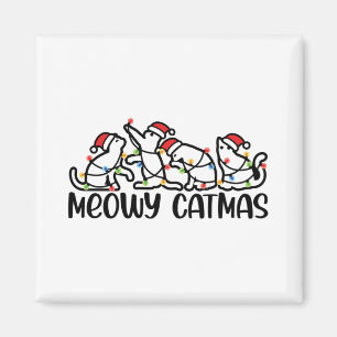 Meowy Catmas Funny Santa Cats Xmas Saison Magnet