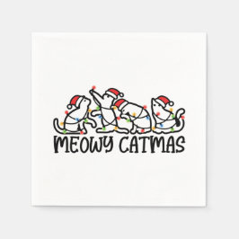 Meowy Catmas Funny Santa Cats Xmas Saison Serviette