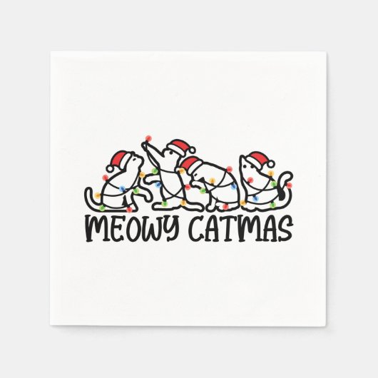 Meowy Catmas Funny Santa Cats Xmas Saison Serviette (Vorderseite)