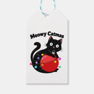 Meowy Catmas - Katze mit Weihnachtsschmuck Geschenkanhänger