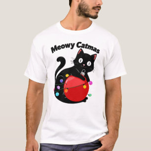 Meowy Catmas - Katze mit Weihnachtsschmuck T-Shirt