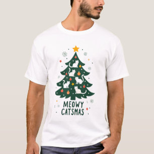 Meowy Catmas Katze Weihnachten Tannenbaum Xmas Lus T-Shirt