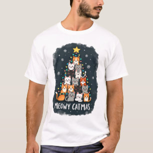 Meowy Catmas Katze Weihnachten Tannenbaum Xmas Mäd T-Shirt
