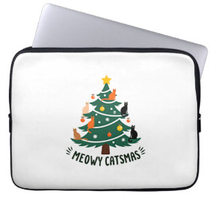 Meowy Catmas Katze Weihnachtsbaum Xmas lustiger We Laptopschutzhülle