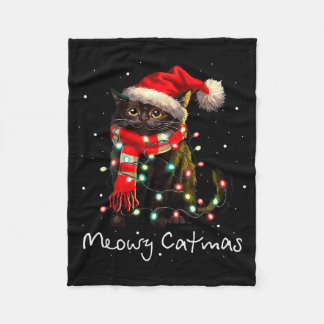 Meowy Catmas Katze Weihnachtsbaum Xmas Mädchen Jun Fleecedecke