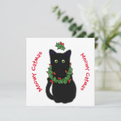 Meowy Catmas Katze zeichnend Heilige Beeren Weihna Einladung (Stehend Vorderseite)