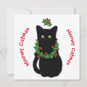 Meowy Catmas Katze zeichnend Heilige Beeren Weihna Einladung (Vorderseite)