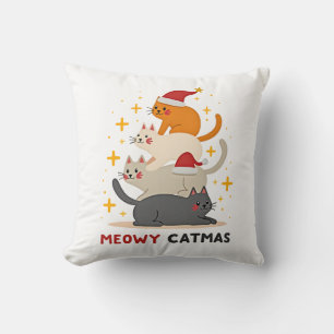 Meowy Catmas Katzen-Weihnachtsbaum Xmas (2) Kissen