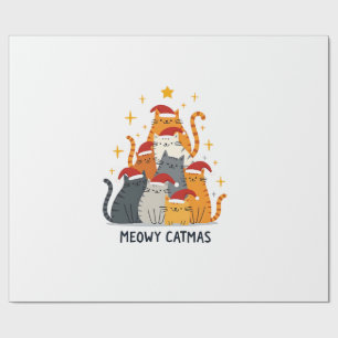 Meowy Catmas Katzen Weihnachtsbaum Xmas (4) Geschenkpapier