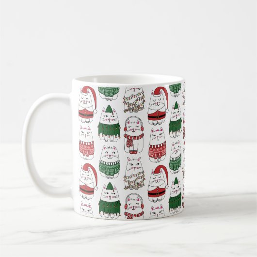 Meowy Catmas lustige und Niedliche Weihnachtskatze Kaffeetasse (Links)