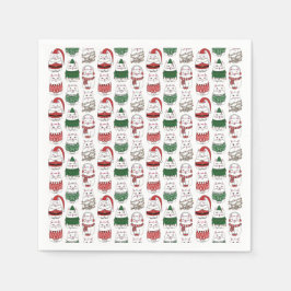 Meowy Catmas lustige und Niedliche Weihnachtskatze Serviette