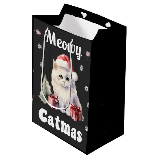 Meowy Catmas Mittlere Geschenktüte (Vorderseite Schrägansicht)
