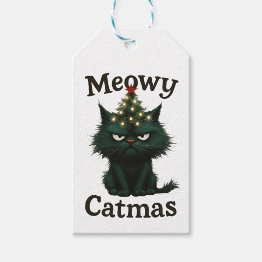 Meowy Catmas Moody cat Geschenkanhänger (Vorderseite)