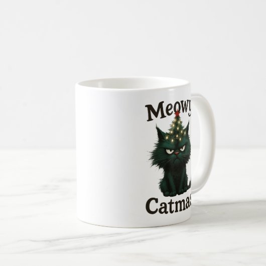 Meowy Catmas Moody cat Kaffeetasse (VorderseiteRechts)