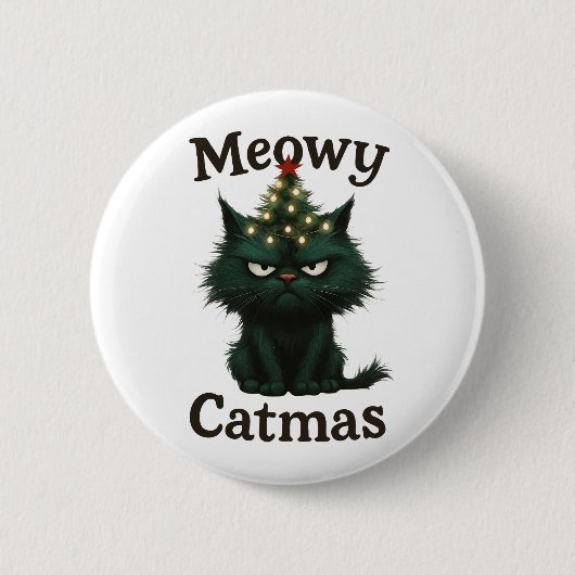 Meowy Catmas Moody Katze Button (Vorderseite)
