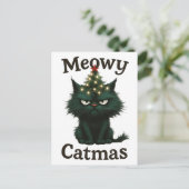 Meowy Catmas Moody Katze Postkarte (Stehend Vorderseite)