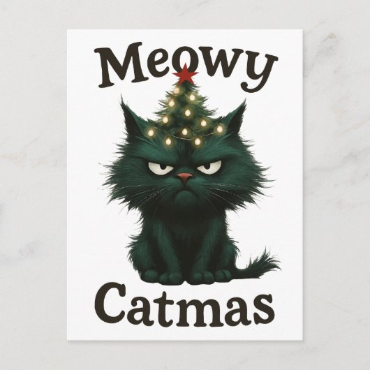 Meowy Catmas Moody Katze Postkarte (Vorderseite)