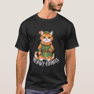 Meowy Catmas Niedlich Ginger Kitten in Elf Costume T-Shirt