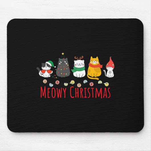 Meowy Catmas Niedlich Kitten Cat Weihnachtsmannmüt Mousepad (Vorne)