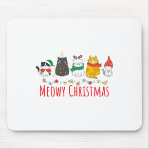 Meowy Catmas Niedlich Kitten Cat Weihnachtsmannmüt Mousepad