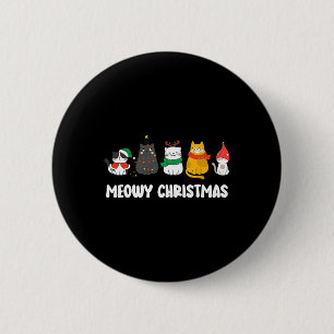 Meowy Catmas Niedlich Kitten Weihnachtsmannmütze W Button