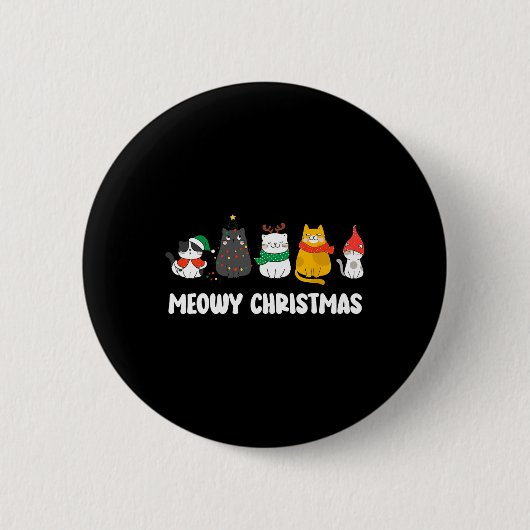 Meowy Catmas Niedlich Kitten Weihnachtsmannmütze W Button (Vorderseite)