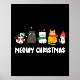 Meowy Catmas Niedlich Kitten Weihnachtsmannmütze W Poster
