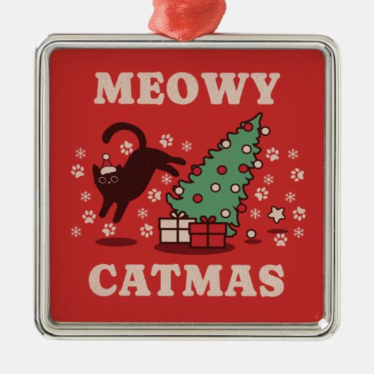 Meowy Catmas Ornament Aus Metall (Vorne)