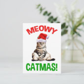 Meowy Catmas! Postkarte (Stehend Vorderseite)