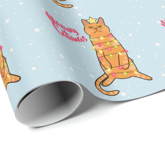 Meowy catmas Pub lustige Orangenkatze Weihnachten Geschenkpapier (Rolleneckpunkt)