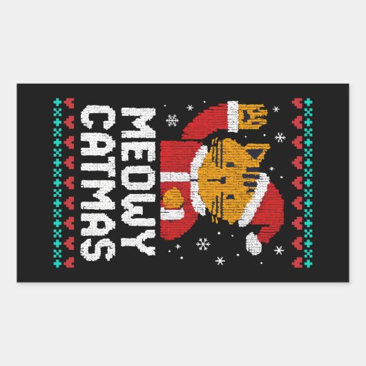 Meowy Catmas Rechteckiger Aufkleber (Vorderseite)