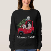 Meowy Catmas Red Truck Cat Christmas Pajama Sweatshirt (Vorderseite)