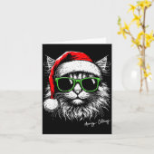 Meowy Catmas Santa Hat Cute Cat Christmas Pajamas Karte (Gelbe Blume)