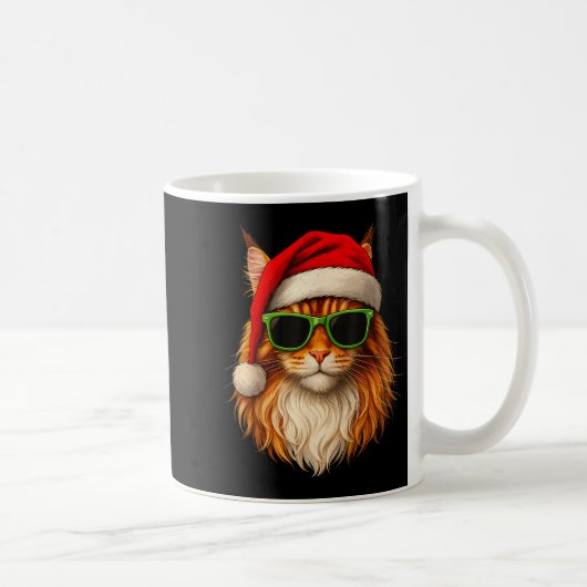 Meowy Catmas Santa Hat Maine Coon Cat Christmas Pa Kaffeetasse (Rechts)