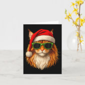 Meowy Catmas Santa Hat Maine Coon Cat Christmas Pa Karte (Gelbe Blume)