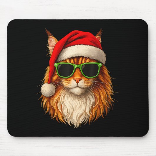 Meowy Catmas Santa Hat Maine Coon Cat Christmas Pa Mousepad (Vorne)