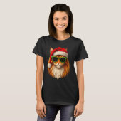 Meowy Catmas Santa Hat Maine Coon Cat Christmas Pa T-Shirt (Vorne ganz)