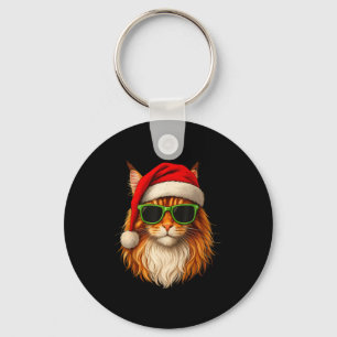 Meowy Catmas Santa-Hut Maine Coon Katze Weihnachte Schlüsselanhänger