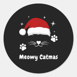Meowy Catmas Süße Kätzchen Katzen Weihnachtsmann H Runder Aufkleber