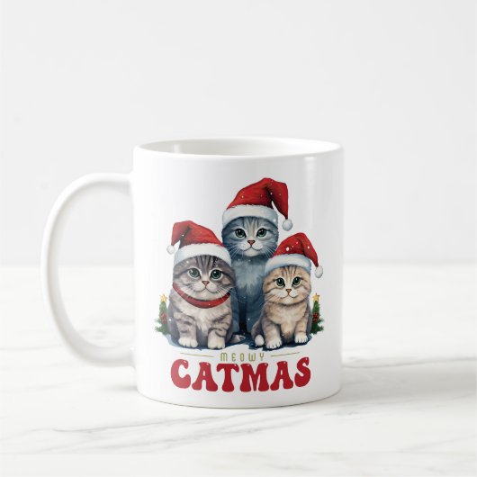 Meowy CaTMas Three SMiling Cats Kaffeetasse (Links)