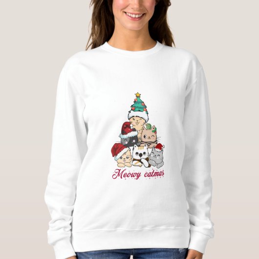 Meowy Catmas Tree Sweatshirt (Vorderseite)