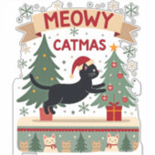 Meowy Catmas, Ugly Christmas Sweater, Cat Christma Aufkleber (Vorderseite)