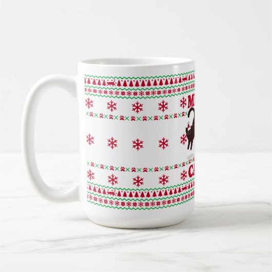 Meowy Catmas Urlaubsgestaltung - Festlich und Spaß Kaffeetasse (Links)
