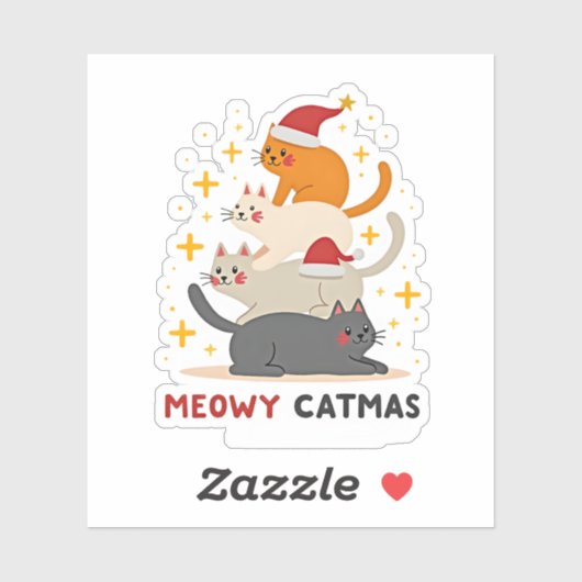Meowy Catmas Weihnachtsbaum Weihnachten Weihnachte Aufkleber
