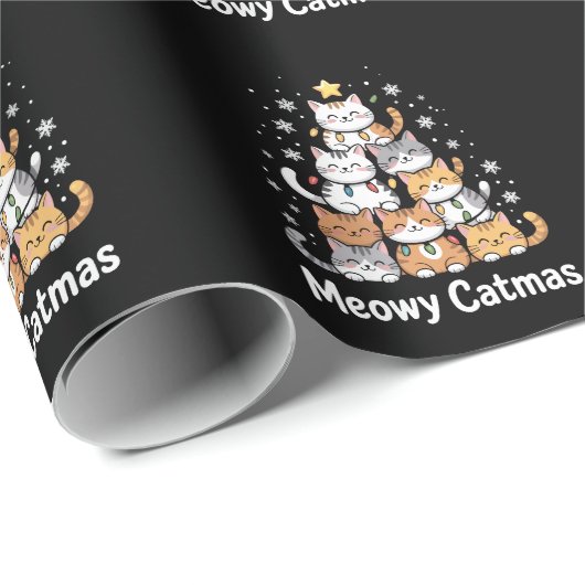 Meowy Catmas Weihnachtsbaum Weihnachten Weihnachte Geschenkpapier (Rolleneckpunkt)