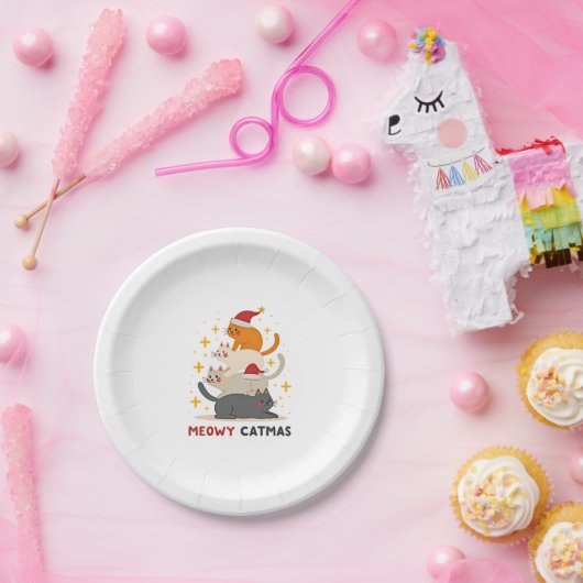Meowy Catmas Weihnachtsbaum Weihnachten Weihnachte Pappteller (Party)