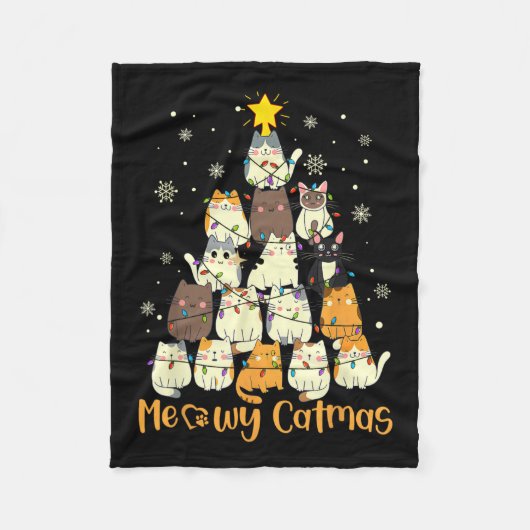 Meowy Catmas Weihnachtsbaum Xmas Girls Boys Fu Fleecedecke (Vorderseite)